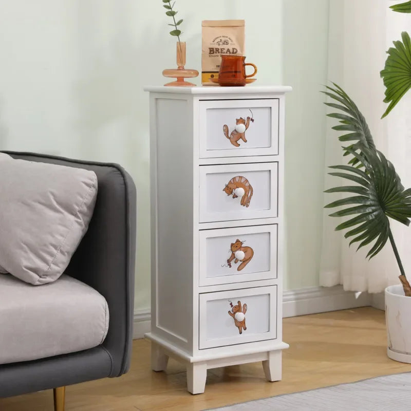 Multi-function Bed Side Table Cartoon Girl Wooden Chest Of Drawers 30cm Seam Storage Cabinet Multilayer Furniture For Bedroom