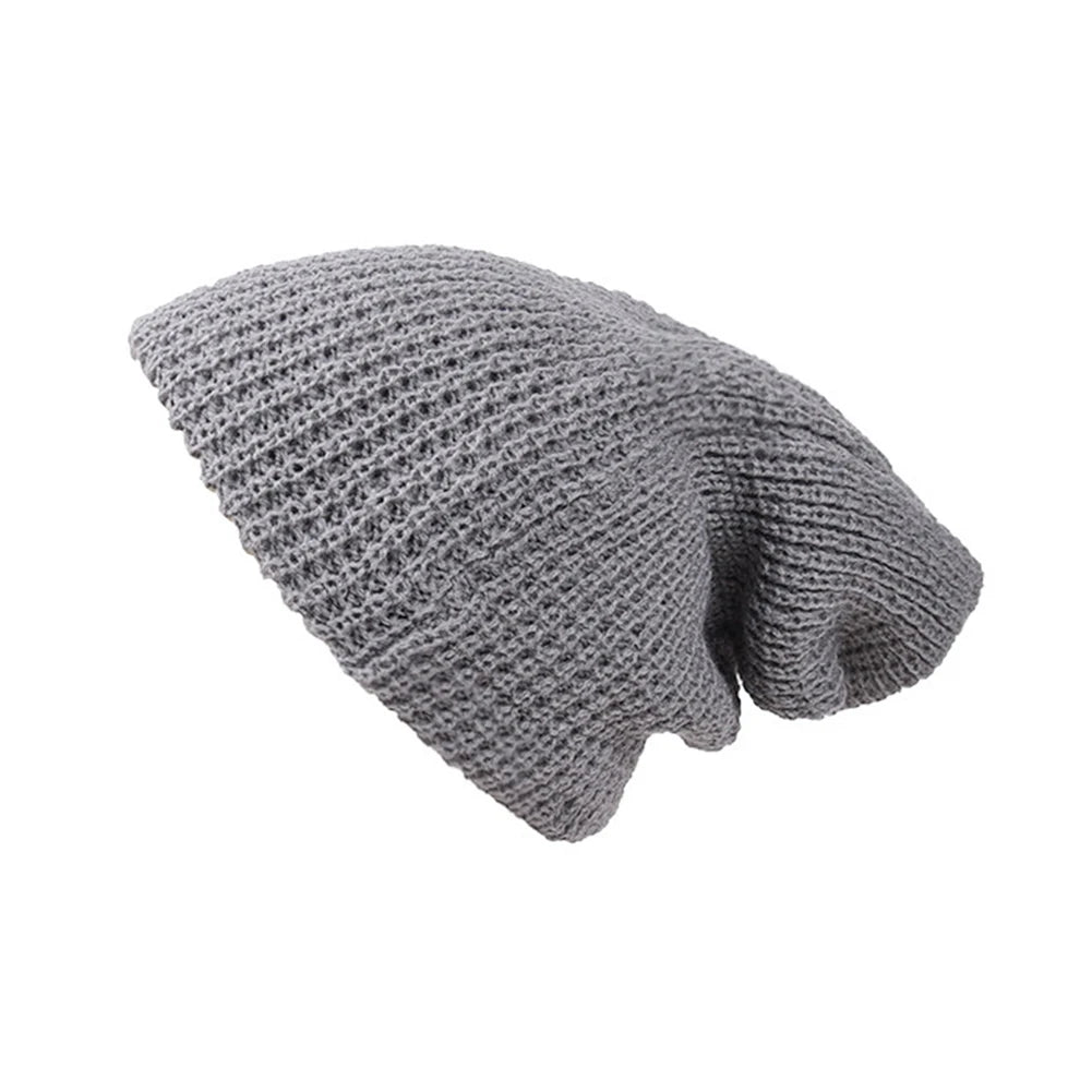 Men Women Beanie Knit Crochet Black Gray Hat Autumn Winter Soft Warm Loose Cap Skull Ski Hat Dance Bonnet Casual Fashion Cap