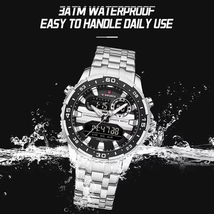 Original Brand NAVIFORCE Quartz Watch For Men  Sports Stainless Steel Strap Wrist Watches Waterproof Analog Digitals Clock 2024