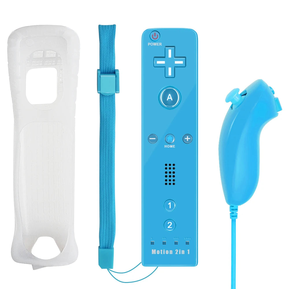 2 in 1 For Nintendo Wii Controller Set Optional Motion Plus Joystick Wireless Remote Gamepad with Silicone Case Video Game