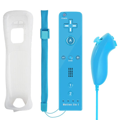 2 in 1 For Nintendo Wii Controller Set Optional Motion Plus Joystick Wireless Remote Gamepad with Silicone Case Video Game