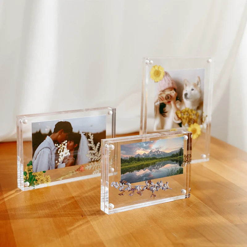 Transparent Acrylic Picture Frame Magnetic Double Sided Photo Frame Kpop Photocard Holder Album Poster Tag Display Stand Desktop