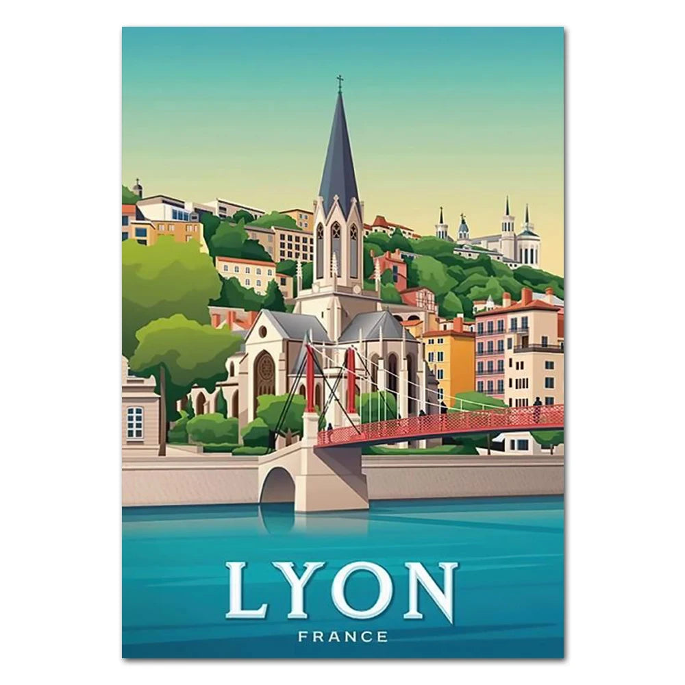 Modern Lyon Madrid Chicago Budapest Tourist City Wall Art Poster Prints Pop Living Room Home Decor Canvas Painting Mural Picture