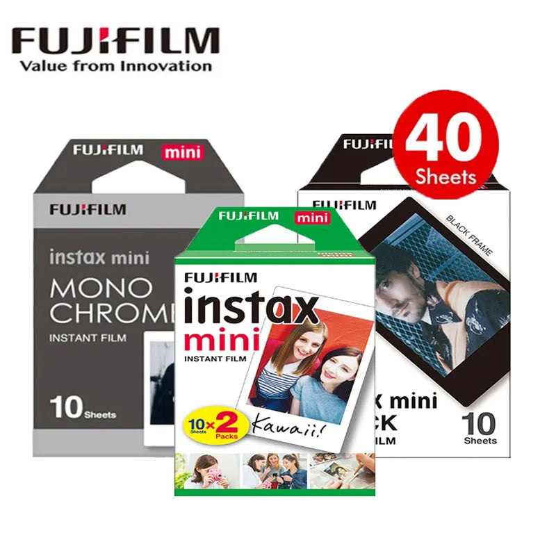 10-100 Sheets Fujifilm Instax Mini 12 Film Mono Monochrome Film For Mini SE 7+ 99 40 Evo 90 Link 2 Printer Instant Photo Camera