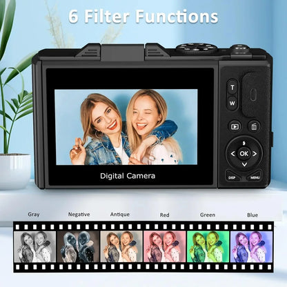 4K Camera for Photography 18X Digital Zoom Video Vlogging Camcorder for YouTube 3'' Flip Screen 64MP WIFI Selfie Webcam Cameras