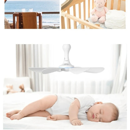 Silent 6 Leaves USB Powered Ceiling Canopy Fan with Remote Control Timing 4 Speed Hanging Fan for Camping Bed Dormitory Tent New