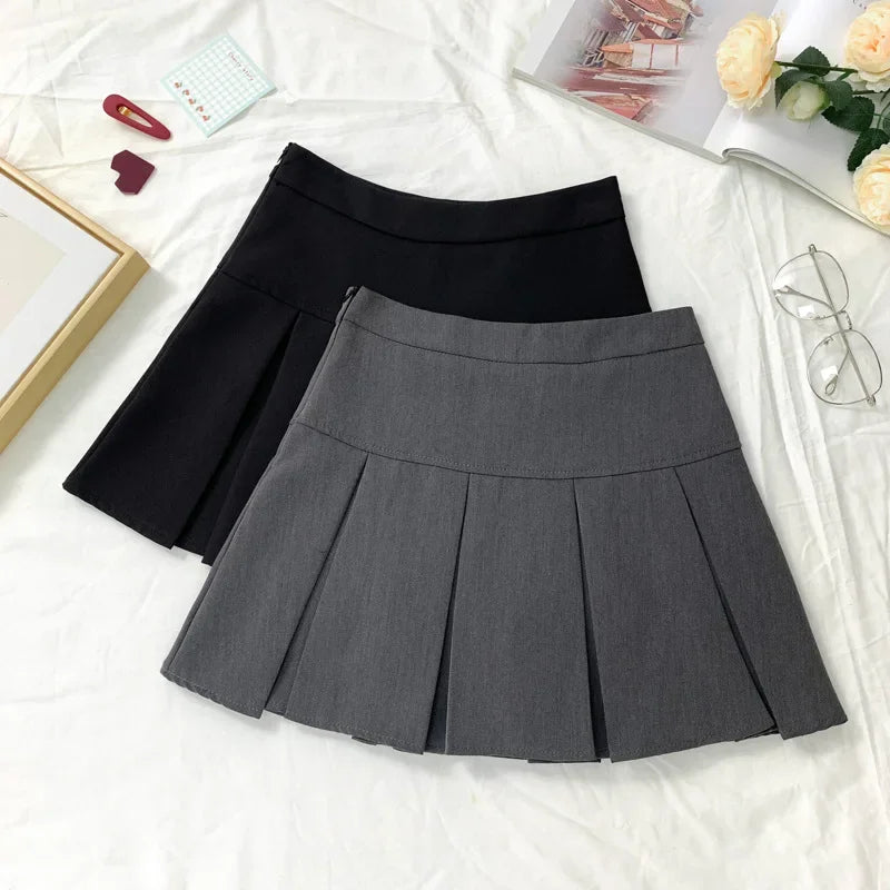 Grey High-waisted Mini Dress For Women Slimming Versatile Anti-exposure A- line Skirt Design Sensibility Spring Autumn 2024 New