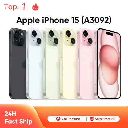 Apple iPhone 15 A3092 6GB RAM 128GB ROM iOS 17 6.1'' Super Retina XDR OLED Display IP68 Dust/water Resistant Dual SIM