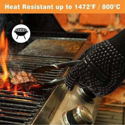 Heat Resistant BBQ Gloves 800 Degrees Non-Slip Silicone Insulation Microwave Gloves For Kitchen, Grill, Camping, and Cookware