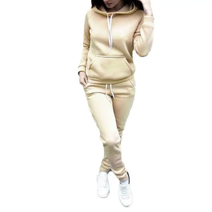 Woman Tracksuit Two Piece Set Winter Warm Hoodies+Pants Pullovers Sweatshirts Female Jogging Woman Clothing Sports Suit Outfits