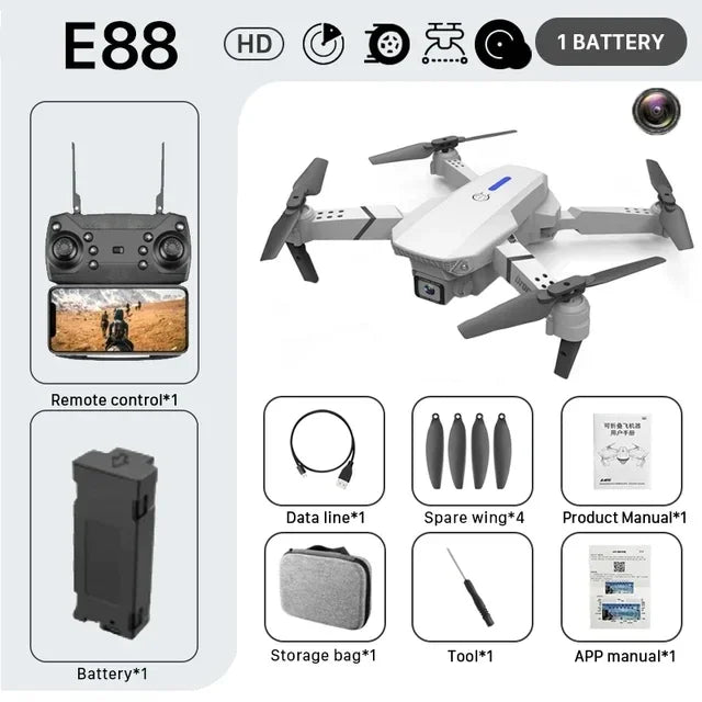 Xiaomi  E88 Pro Aerial Photography Aircraft 8K Dual Camera Drone Three-Axis Gimbal Automatic Cruise Folding Drone