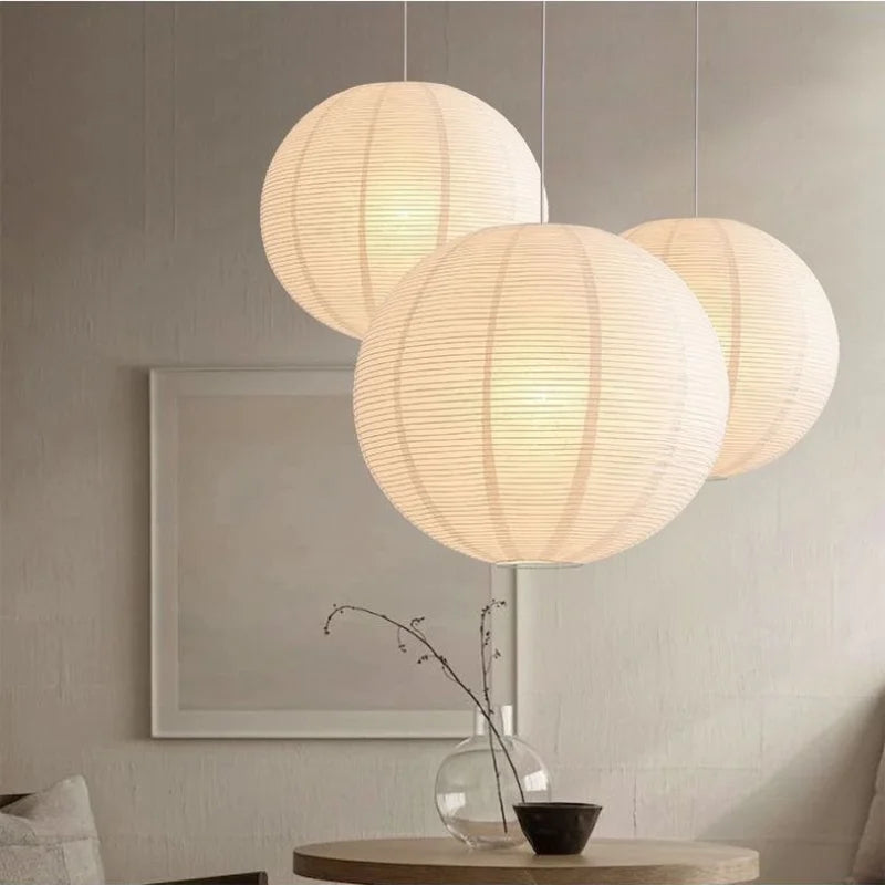 Japanese Noguchi Isamu Paper Chandelier Rice Paper Paper Art Lantern Ball Bedroom Livingroom Tea Room Zen Lamps Pendant Lights