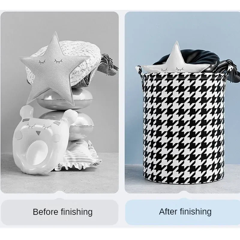 Foldable Round Clothes Laundry Basket Child Toys Dirty Clothes Household Storage Box Cotton Waterproof Large Capacity Organizer