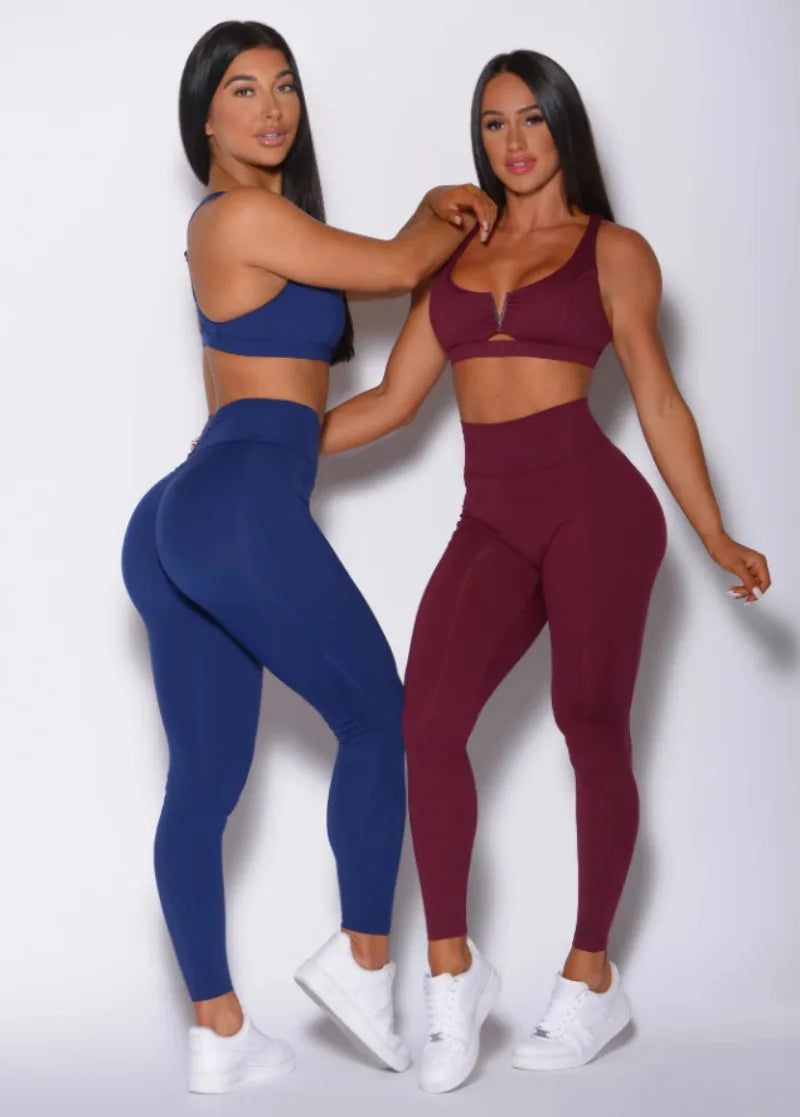 Yoga Set 2pcs Seamless Women Sportswear Workout Clothes Athletic Wear Gym Legging Fitness Bra Crop Top Long Sleeve Sports Suits