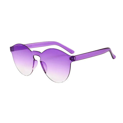 Color Sunglasses Women Ladies Cat Ear Round Rimless Sun Glasses Female Girls Ocean Candy Lens Shades Fashion Eyewear Men UV400