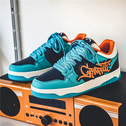 Fashion Blue Designer Skateboard Shoes Men Streetwear Hip hop Sneakers Men Luxury Platform Skateboard Sneakers Men basket homme