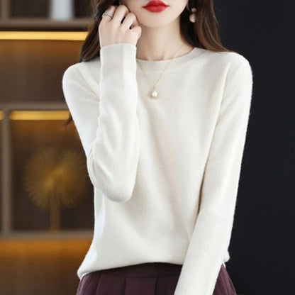 Women Sweater O-neck Autumn Winter Basic Pullover Warm Casual Pulls Jumpers Korean Long-sleeved Solid Knitwear Bottoming Shirt