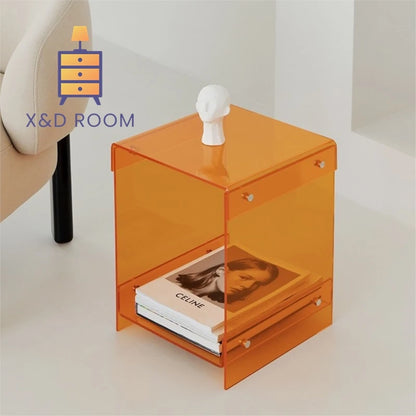 X&D Acrylic Transparent Edge Table Creative Design Nordic Minimalist Sofa Tea Table Bedside Table Bay Fashionable Corner Tables