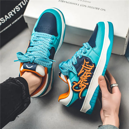 Fashion Blue Designer Skateboard Shoes Men Streetwear Hip hop Sneakers Men Luxury Platform Skateboard Sneakers Men basket homme