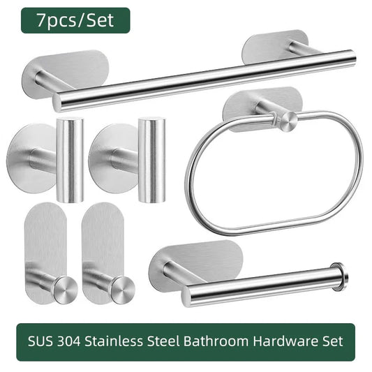 Bathroom Hardware Set Brushed Nickel Towel Bar Towel Ring Toilet Paper Holder Robe Hook 304 Stainless Steel Bathroom Accessory