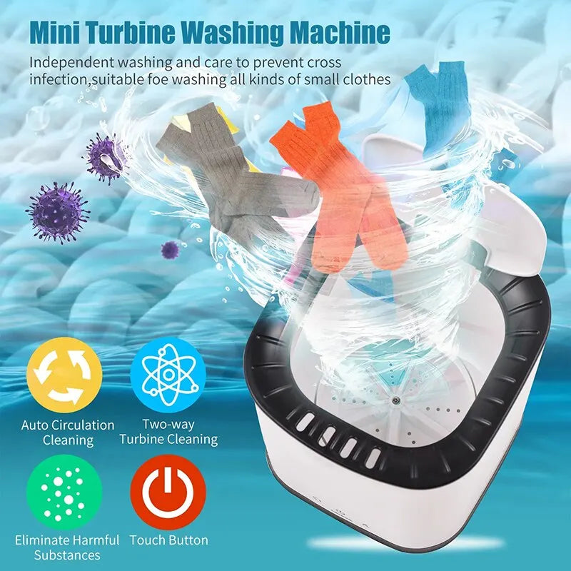 Portable Washing Machine for Underpants Underwear Sock 2L Capacity Mini Laundry Machine Turbine Washer for Home Dormitory