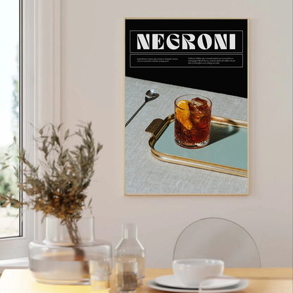 Martini Art Poster Print Negroni Cocktail Bar Wall Retro Canvas Decor Wine Painting Linving Room Home Friend Cheers Pictures