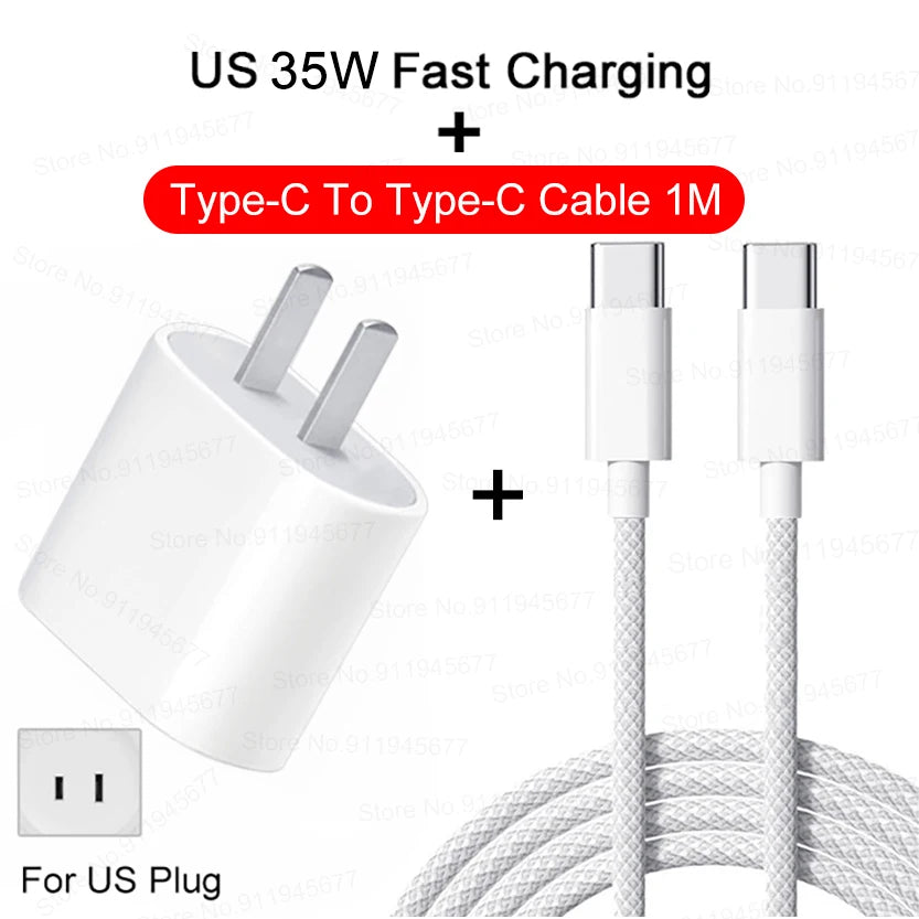 PD 35W Fast Charger For iPhone 11 12 13 14 15 Pro Max Fast Charging Cable For iPhone 15 Plus USB Type C Data Line Phone Charger