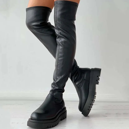 New Female Platform Thigh High Boots Fashion Slim Chunky Heels Over The Knee Boots Women Party Shoes Woman 2023