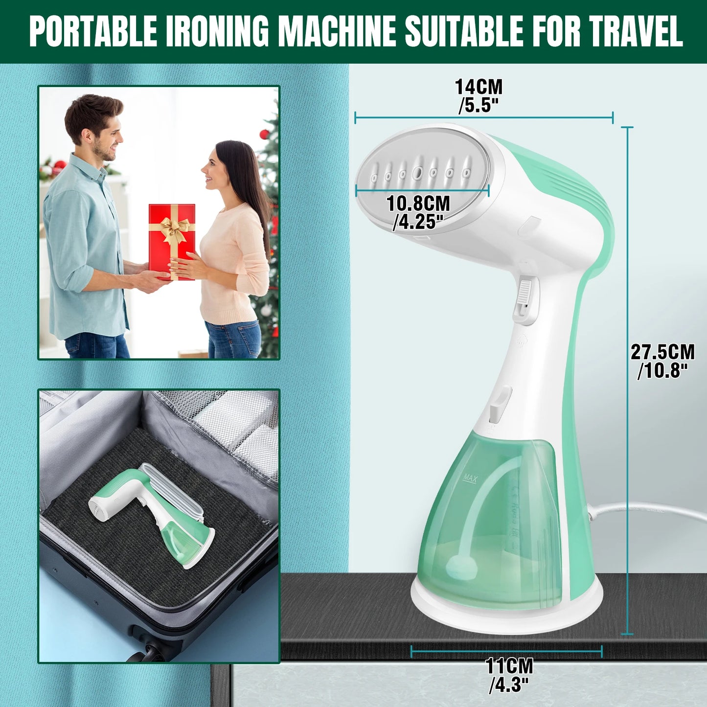 DayPlus 4800W Garment Handheld Steamer Fabric Curtain Clothes Iron Heat Travel Steam DIY,Steamer for Clothes, Home 300ML Tank