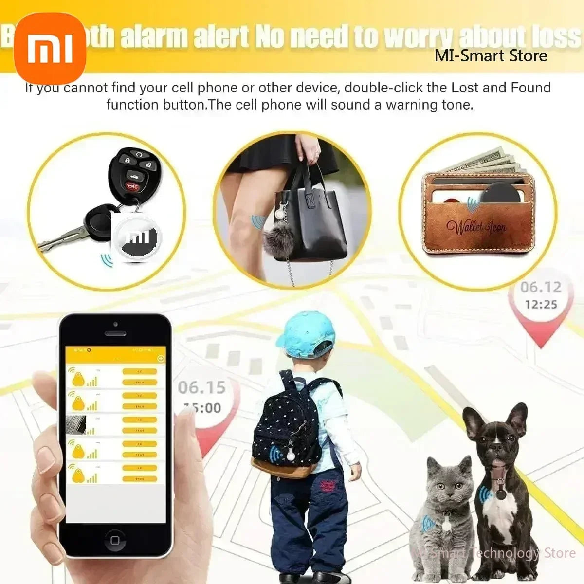 Xiaomi Intelligent Finder Children Wallet GPS Location Finder Anti-lost Device Bluetooth4.0 Small Portable Tracking Locator 2set