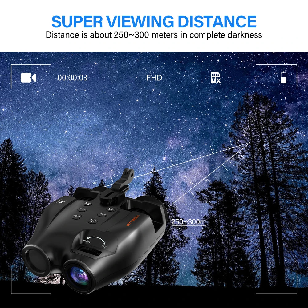 Night Vision Binoculars 5X Digital Zoom 300M Darkness Tactical Helmet Head Mount Goggle Hunting Telescope 4K Infrared Binoculars