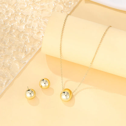 Hyperbole Big Light Glossy Gold Plated Metal Plastic Teardrop Waterdrop Necklace Earrings Jewelry Set for Women Gift Jewelry