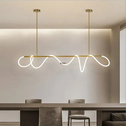 Modern Long Hose Led Ceiling Chandelier for Table Dining Room Kitchen Bar Pendant Lighting Suspension Design Lusters Luminaires