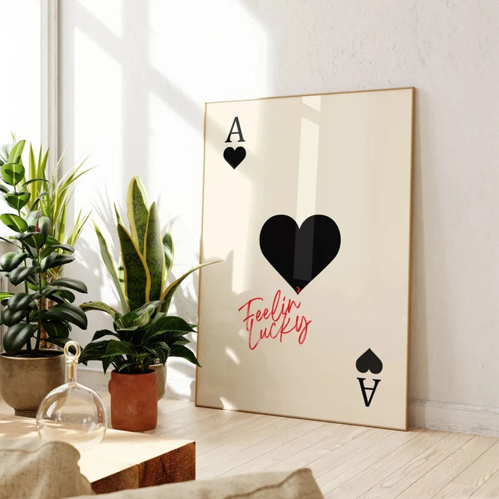 Modern Trendy Ace of Hearts Playing Card Wall Art Prints Canvas Painting Poster Pictures For Kitchen Room Home Decor