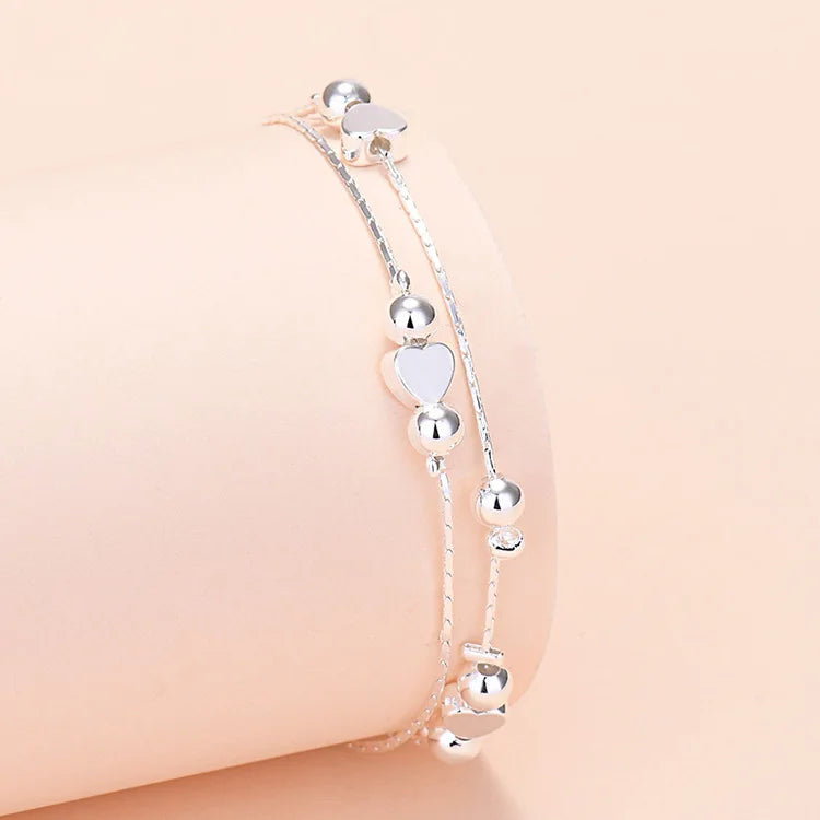 925 Sterling Silver Women Heart Star Chain Bracelet For Women Luxury Jewelry Jewellery Gifts Christmas  GaaBou