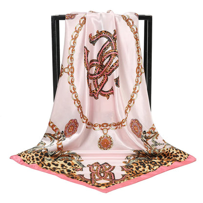 Floral Print Silk Square Scarf Women Soft Satin Kerchief Hairband Neckerchief Head Hijab Lady Headband Foulard Bag Ribbon