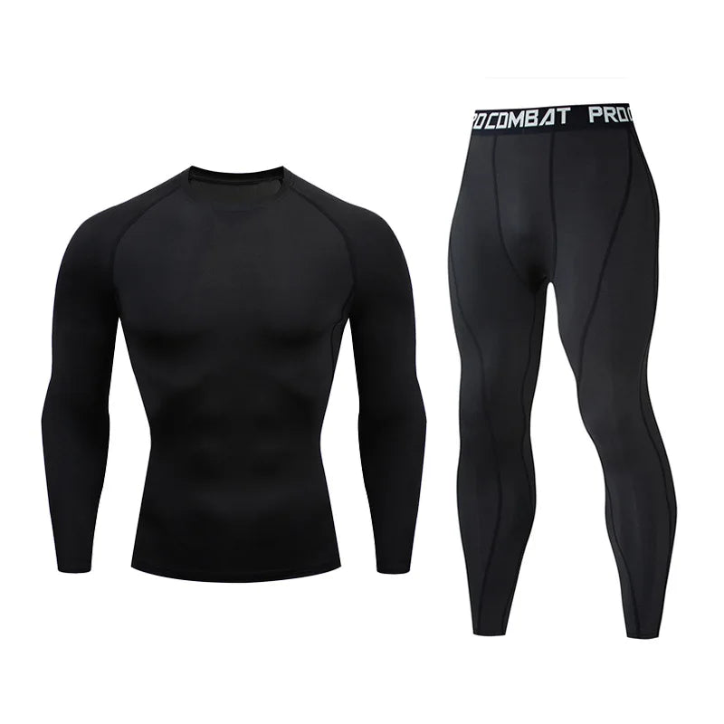 2pcs Men's Compression Sportswear Suit GYM Tight Sports Yoga Sets Workout Jogging MMA Fitness Clothing Tracksuit Pants Sporting