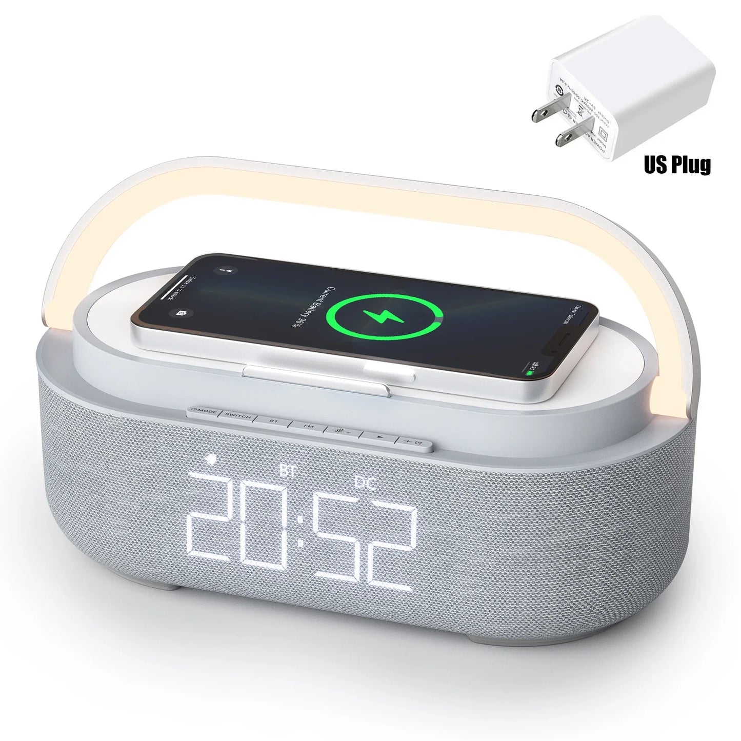 COSLUR S29 Bluetooth Speaker 1800Mah Battery Supports 15W Wireless Charging Digital Clock Display Night Light Alarm Clock