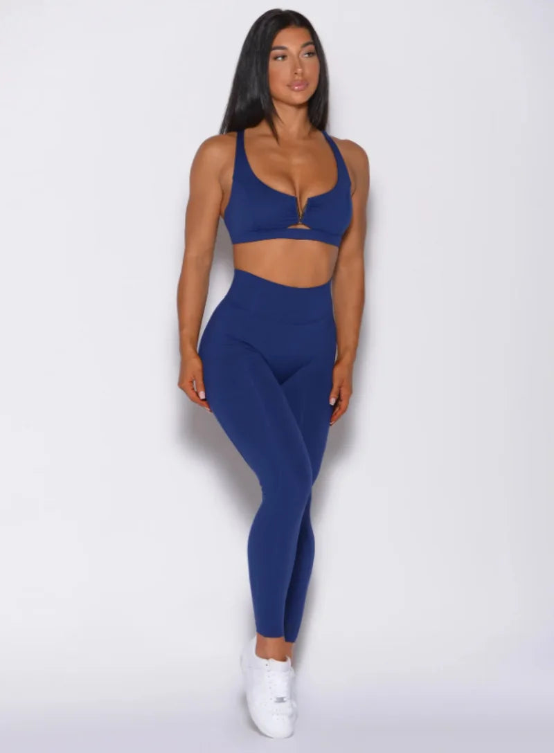 Yoga Set 2pcs Seamless Women Sportswear Workout Clothes Athletic Wear Gym Legging Fitness Bra Crop Top Long Sleeve Sports Suits