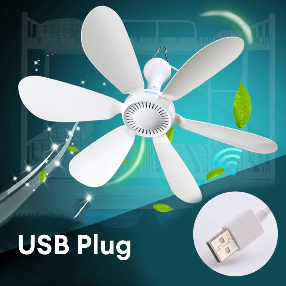 Usb Ceiling Fan 6-blade Silent Electric Fan 4-speed Ceiling Fan Outdoor Hanging Camping Tent Fan Cooling Tools