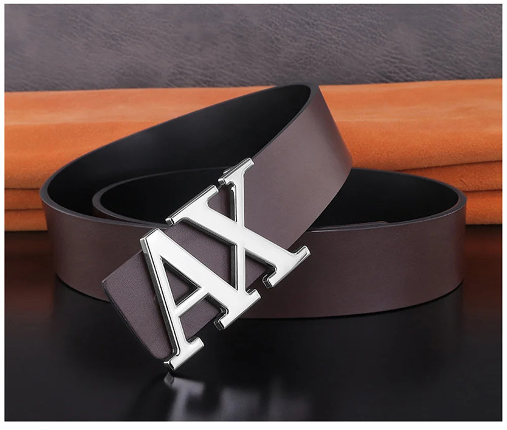 Men Belt Fashionable Simple Letter AX Buckle Male Belt for Men 3.8cm Good Quality