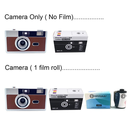 Half Frame Retro 35mm Reusable Film Camera Vintage Analogue Reloadable 35 mm Film Cameras with Flash