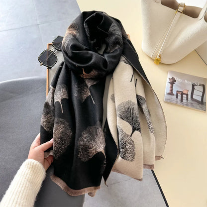 Winter Warm Cashmere Scarf for Women Luxury Pashmina Blanket Thick Shawl Wrap Neckerchief Fashion Bufanda Echarpe Poncho 2024