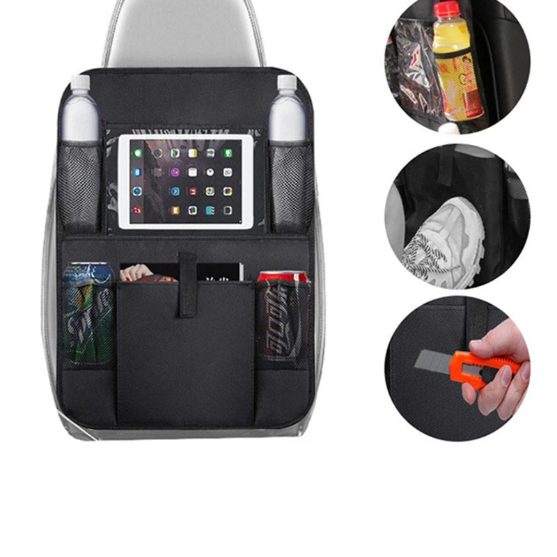 Car Backseat Organizer with Touch Screen Tablet Holder Auto Storage Pockets Cover Car Seat Back Protectors Car Accessories