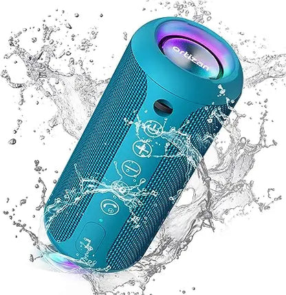 Ortizan Portable Bluetooth Speakers with Bass Boost,IPX7 Waterproof,Suporrt TF Card/AUX,RGB Lights,30H Playtime,24W Loud Drivers