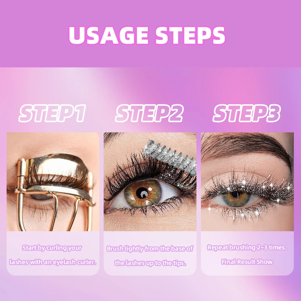 1 PC Diamond Mascara Shining Galaxy Sequins Sweat Proof Glitter Eyelashes Quick Dry Lasting Curling Thick Mascara Shimmer Makeup