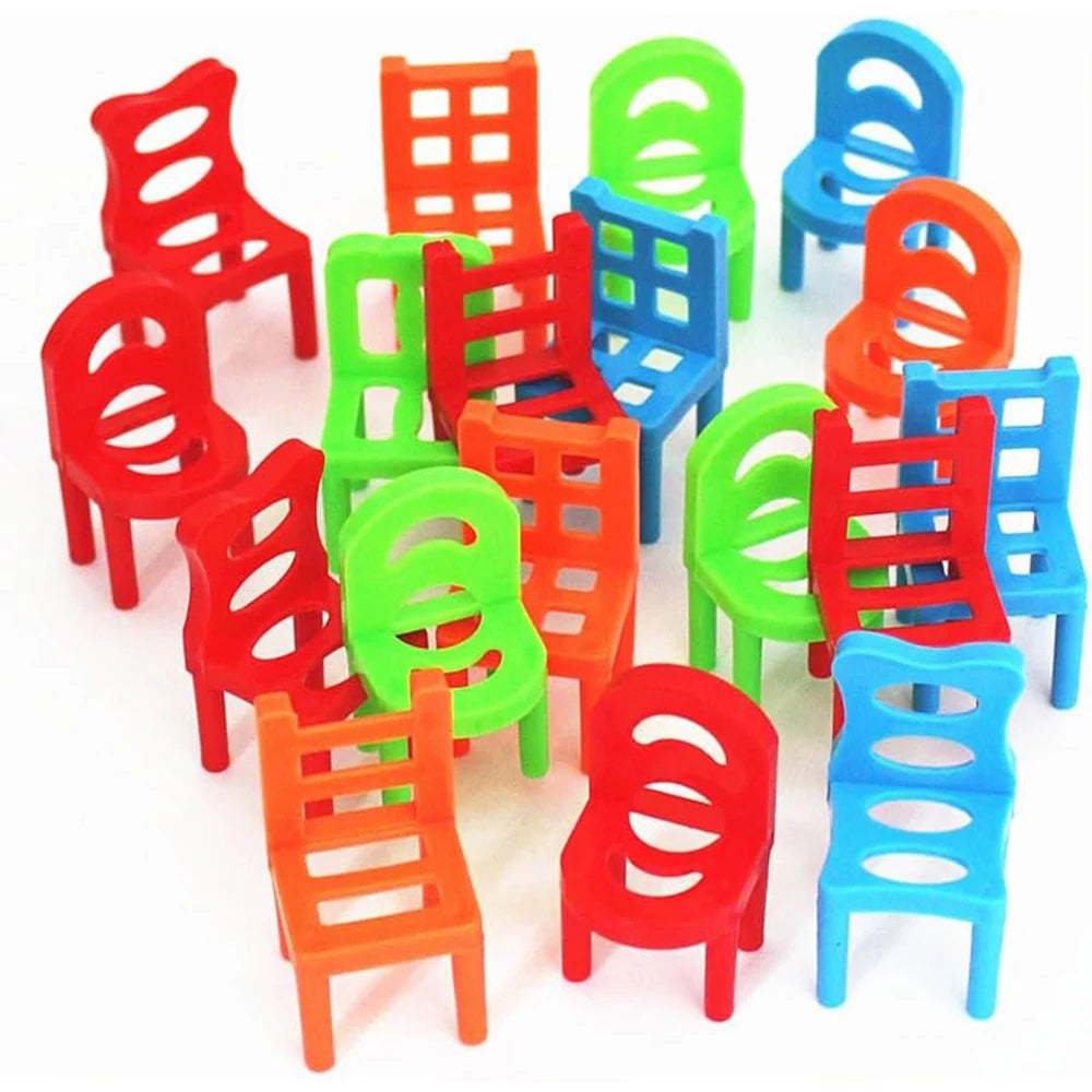 18Pcs/Set Balance Chairs Board Game Mini Stacking Blocks Assembly Family Balancing Training Interactive Educational Toy for Kids