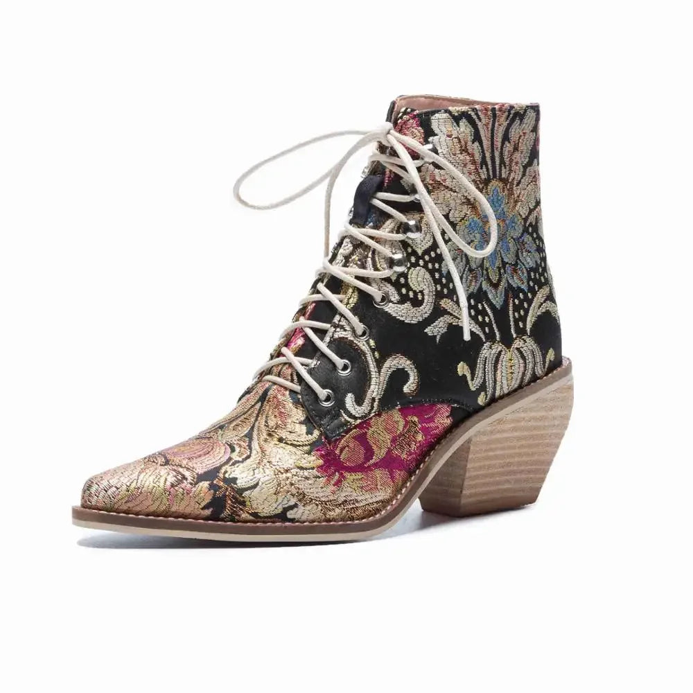 Women ankle boots free big size 23-26.5cm length shipping women shoes winter woman embroidered  Flower fashion all match