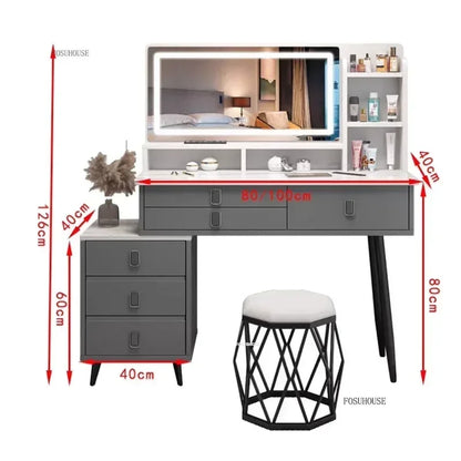 Nordic Simplicity Dresser Bedroom Furniture Storage Vanity Desk with Light Mirror Makeup Home Furniture Dressing Table r