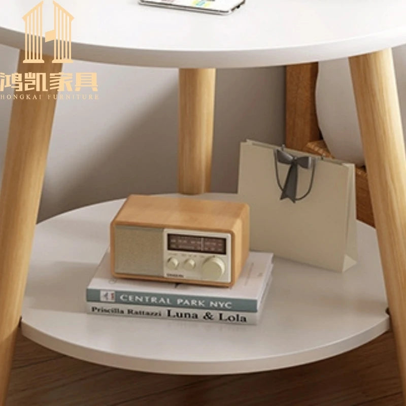 Wooden small coffee table double layer multi size coffee table for home Double Deck Round Coffee Table